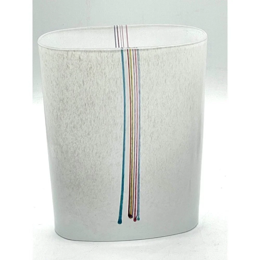 Bertil Vallien Kosta Boda Vintage 70s Signed Swedish Art Glass Rainbow Vase